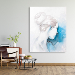 Canvas 48 x 60 - Watercolor abstract girl with hair bun