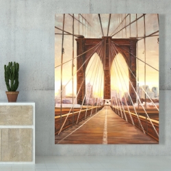 Toile 48 x 60 - Coucher de soleil sur le pont de brooklyn