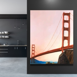 Toile 48 x 60 - Coucher de soleil sur le golden gate bridge