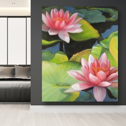 Canvas 48 x 60 - Water lilies and lotus flowers