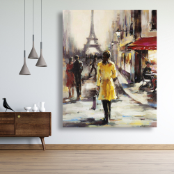 Canvas 48 x 60 - Yellow coat woman walking on the street