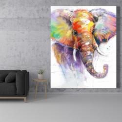 Toile 48 x 60 - Magnifique éléphant coloré