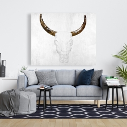 Canvas 48 x 60 - Bull skull with brown horns