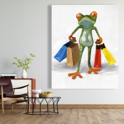 Toile 48 x 60 - Drôle de grenouille et ses emplettes