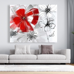 Canvas 48 x 60 - Red & gray flowers