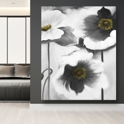 Toile 48 x 60 - Fleurs en noir et blanc