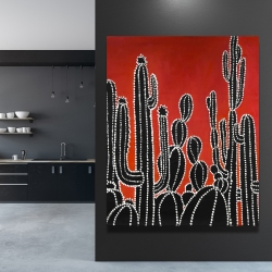 Canvas 48 x 60 - Black tall cactus