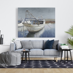 Canvas 48 x 60 - Blue fishing boat