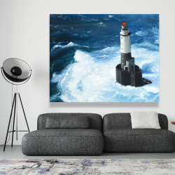 Canvas 48 x 60 - Unleashed waves on a lighthouse