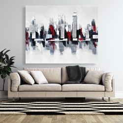 Toile 48 x 60 - Paysage urbain gris et rouge