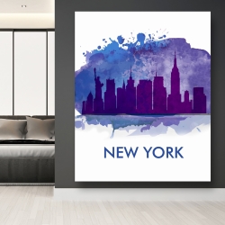 Toile 48 x 60 - Silhouette bleue de la ville de new york