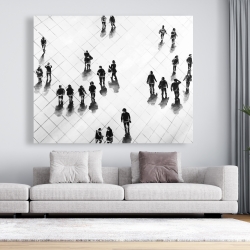 Canvas 48 x 60 - Overhead view of people on the street