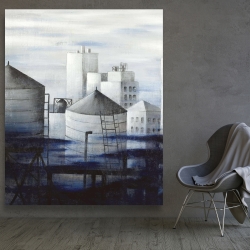 Canvas 48 x 60 - Gray city with blue clouds