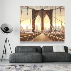 Toile 48 x 60 - Coucher de soleil sur le pont de brooklyn