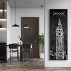 Encadré 16 x 48 - Esquisse du big ben sur fond de carte