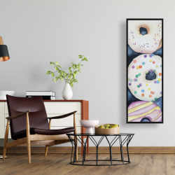 Framed 16 x 48 - Watercolor delicious looking doughtnuts