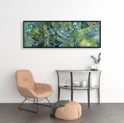 Framed 16 x 48 - Abstract succulents