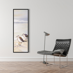 Framed 16 x 48 - Two sandpipers on the beach