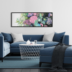 Encadré 16 x 48 - Mélodie de fleurs fuchsia