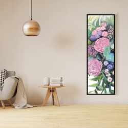 Encadré 16 x 48 - Mélodie de fleurs fuchsia