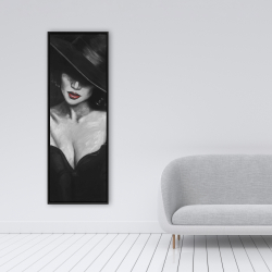 Framed 16 x 48 - Mysterious red lips lady