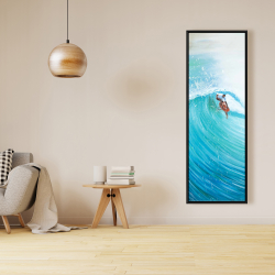 Framed 16 x 48 - Surfer in the middle of the wave