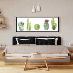 Framed 16 x 48 - Tiny cactus set