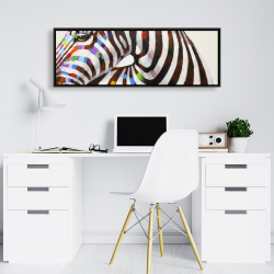 Framed 16 x 48 - Colorful zebra