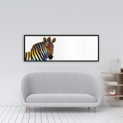 Framed 16 x 48 - Colorful profile view of a zebra