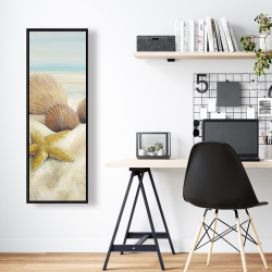 Framed 16 x 48 - Starfish and seashells view on the beach