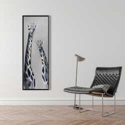 Framed 16 x 48 - Steel blue giraffe