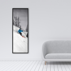 Framed 16 x 48 - Man skiing in mountain