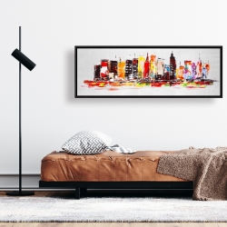 Framed 16 x 48 - City in bright colors