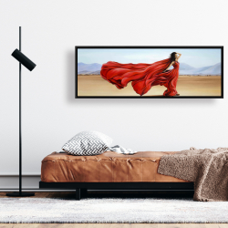 Framed 16 x 48 - Red dress in the desert