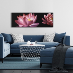 Framed 16 x 48 - Lotus flower pattern