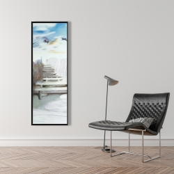 Framed 16 x 48 - Break at the beach