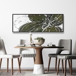 Encadré 16 x 48 - Fleur verte avec contours en éclats de peinture