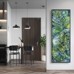 Framed 16 x 48 - Abstract succulents