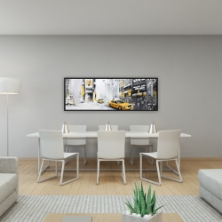 Framed 16 x 48 - New york city with taxis