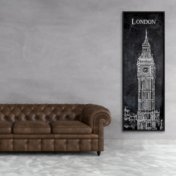 Encadré 20 x 60 - Esquisse du big ben sur fond de carte