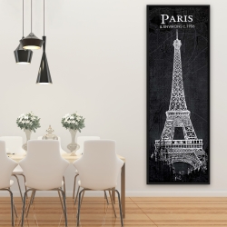 Encadré 20 x 60 - Esquisse de la tour eiffel sur fond de carte