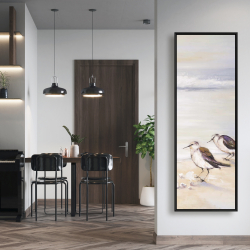 Framed 20 x 60 - Two sandpipers on the beach