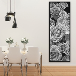 Framed 20 x 60 - Grayscale roses