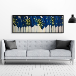 Encadré 20 x 60 - Fleurs abstraites bleues