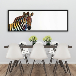 Framed 20 x 60 - Colorful profile view of a zebra