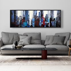 Framed 20 x 60 - Abstract blue city