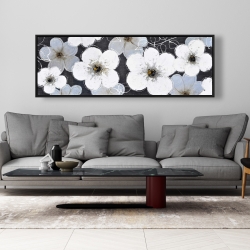 Encadré 20 x 60 - Fleurs en tons de gris