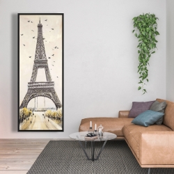 Encadré 20 x 60 - Tour eiffel et oiseaux en vol