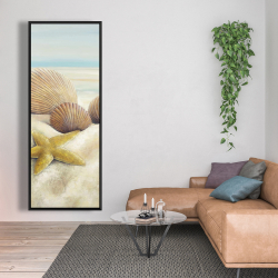 Framed 20 x 60 - Starfish and seashells view on the beach