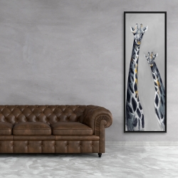 Framed 20 x 60 - Steel blue giraffe